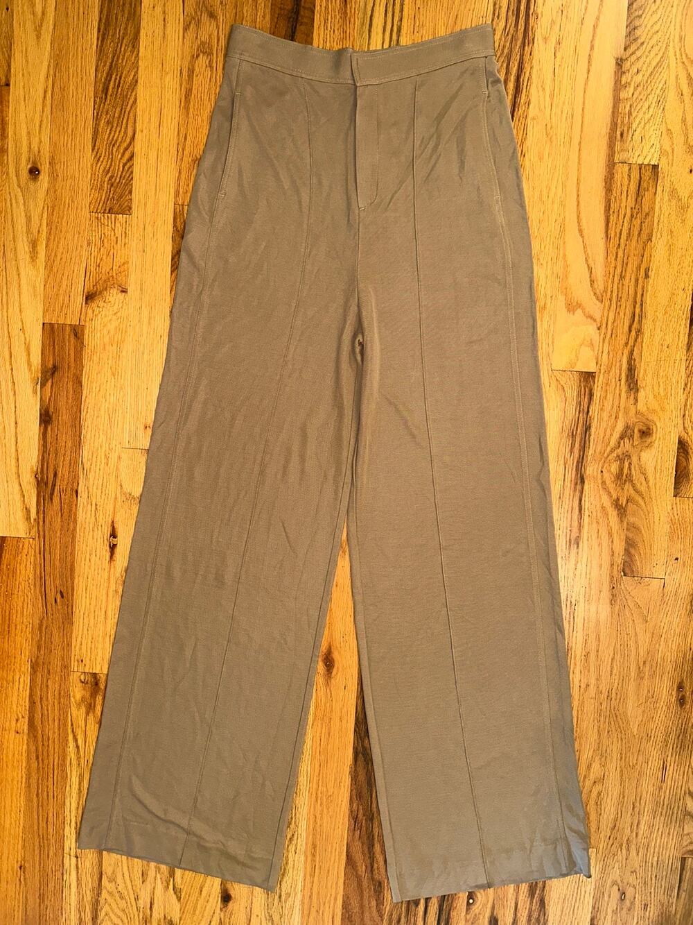 Rag & Bone high-rise, wide-leg trousers taupe shade smooth drape M